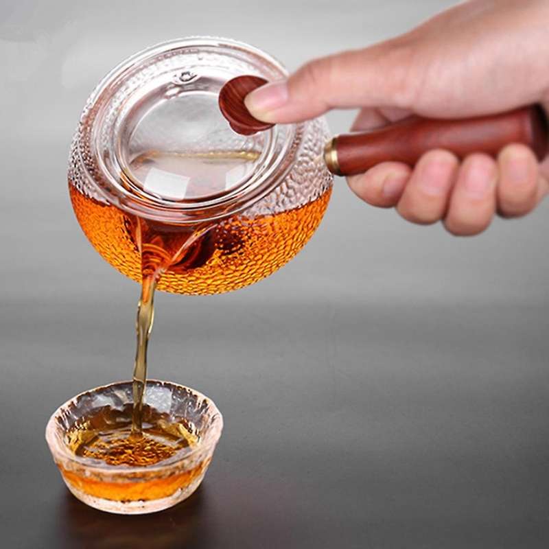 600Ml Japanese Style Teapot Clear Glass Wood Handle Pot Tea Maker Coffee Water Kettle Teaware Tool D