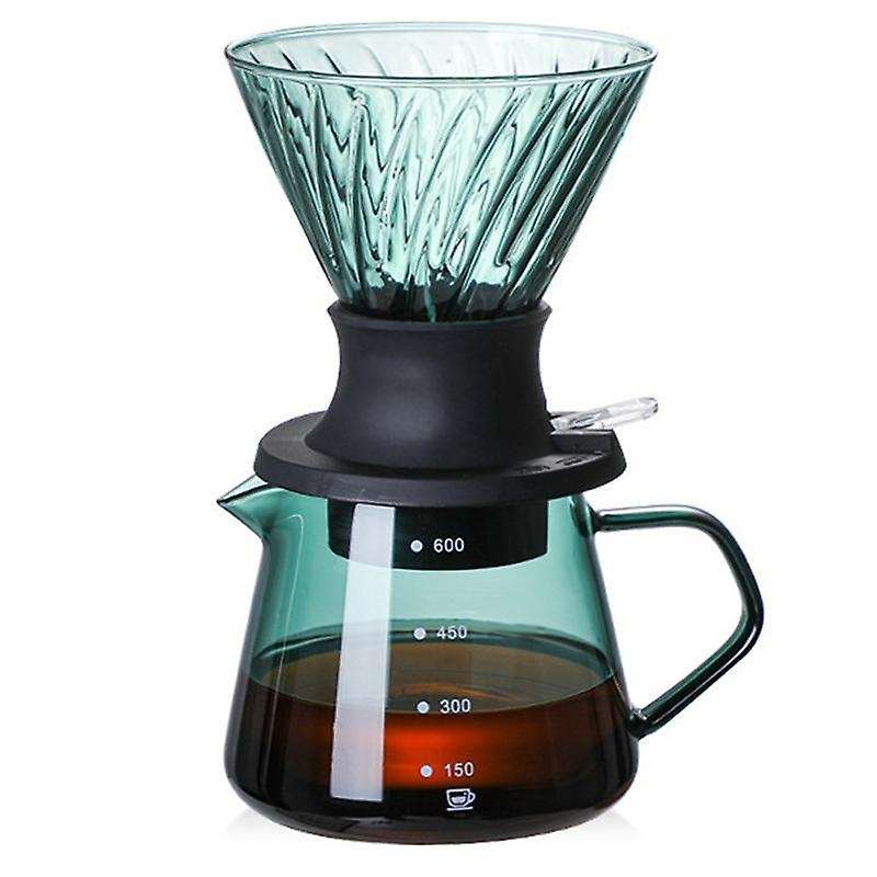 600ml Dripper Switch Glass V60 Pour Over Coffee Maker V Shape Drip Coffee Dripper and Green
