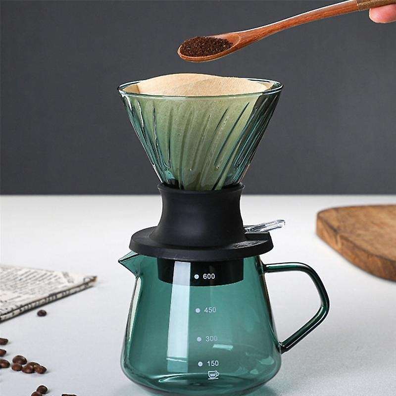 600ml Dripper Switch Glass V60 Pour Over Coffee Maker V Shape Drip Coffee Dripper and Green