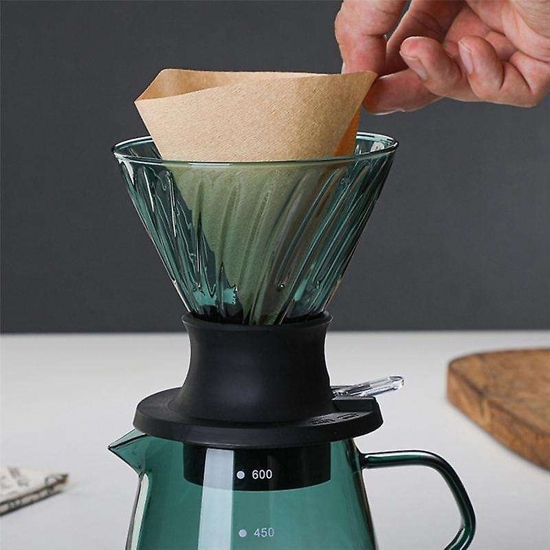 600ml Dripper Switch Glass V60 Pour Over Coffee Maker V Shape Drip Coffee Dripper and Green