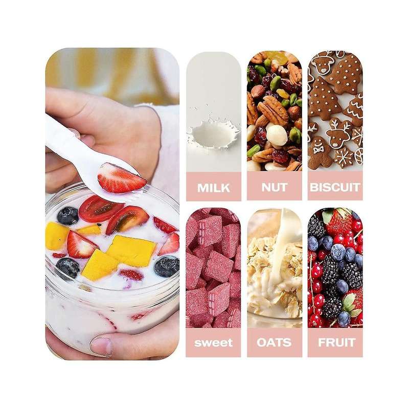 600ml Portable Breakfast Cup Multifunction Transparent Overnight Oat Food Container with Lid and Sp
