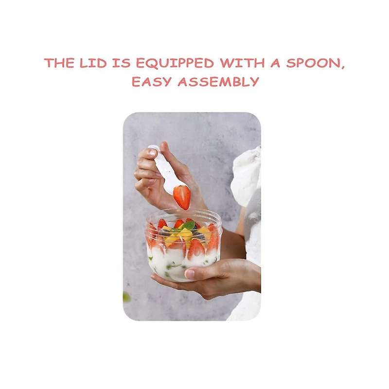 600ml Portable Breakfast Cup Multifunction Transparent Overnight Oat Food Container with Lid and Sp