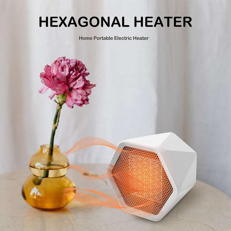 600W Portable Electric Heater Mini Fan Hexagon Ceramic Heating Stove Radiator for Home Office Warmer