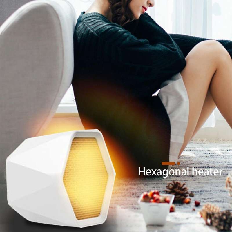 600W Portable Electric Heater Mini Fan Hexagon Ceramic Heating Stove Radiator for Home Office Warmer