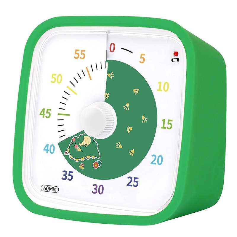 60Minute Visual Timer with Protective Case,Dinosaur Disk Timer for Kids and Adults,Silent Countdown