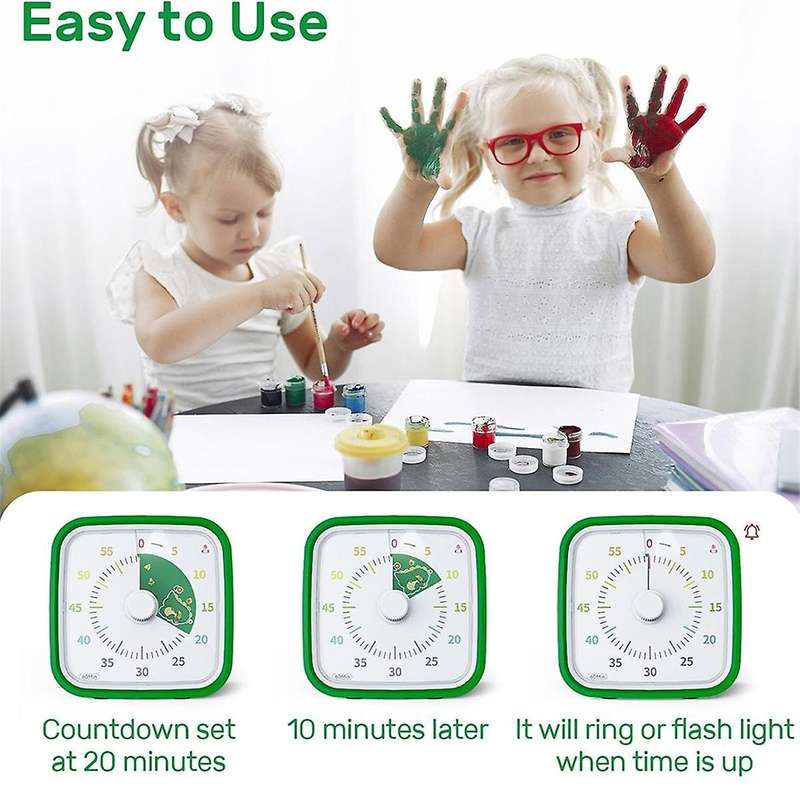 60Minute Visual Timer with Protective Case,Dinosaur Disk Timer for Kids and Adults,Silent Countdown