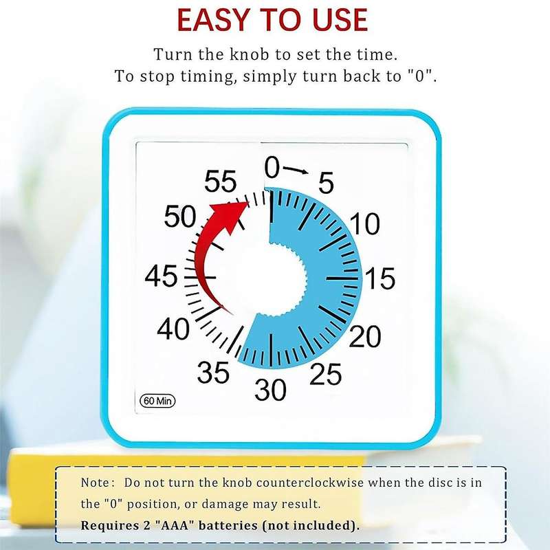 60-minute Visual Timer for Kids,study Classroom Timer, Silent Countdown Timer for Teachers and Adul