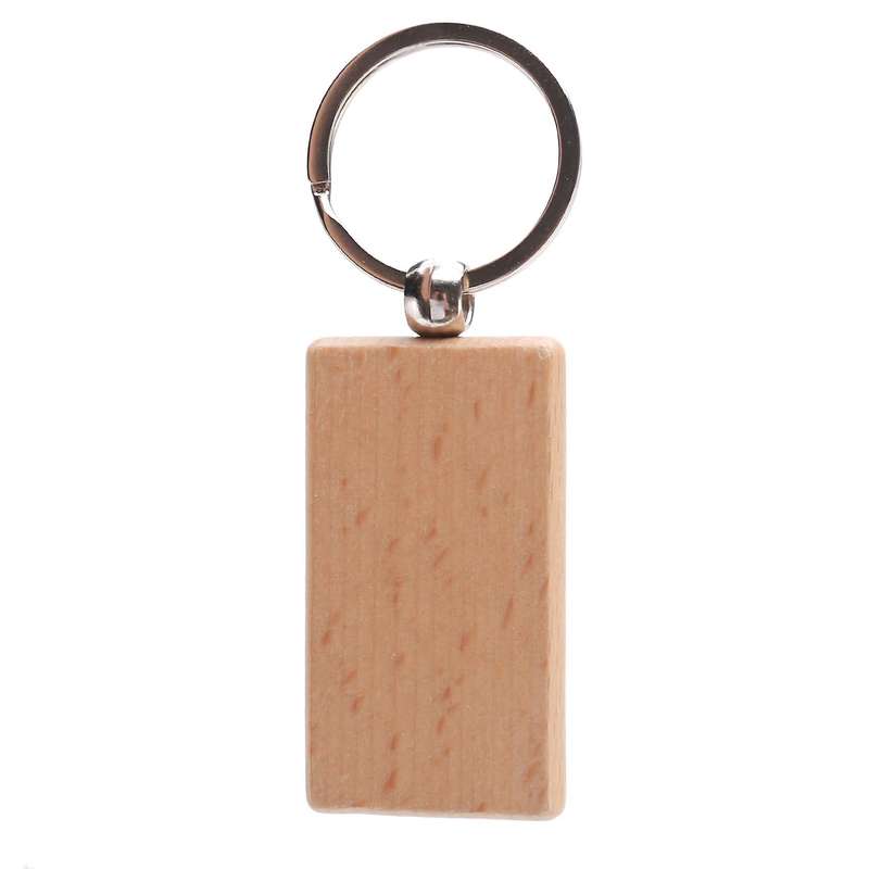 60pcs Blank Rectangle Wooden Key Chain Diy Wood Keychains Key Tags Can Diy Gifts