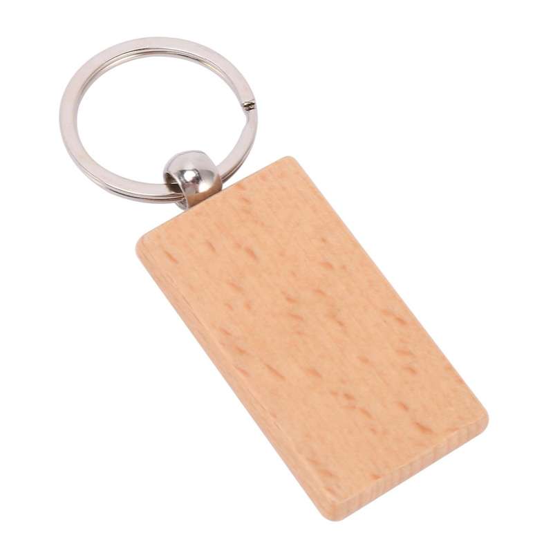 60pcs Blank Rectangle Wooden Key Chain Diy Wood Keychains Key Tags Can Diy Gifts