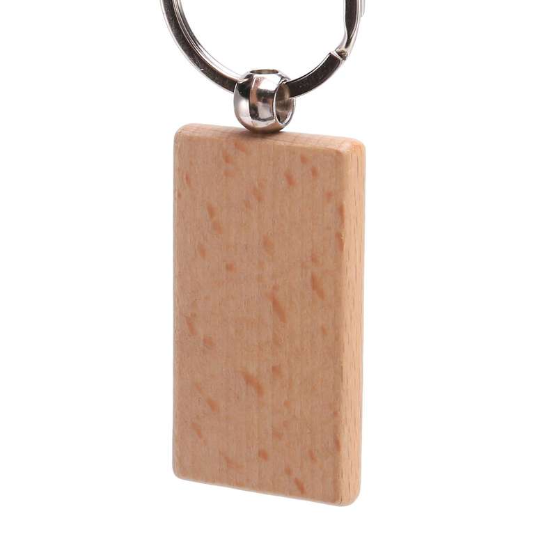 60pcs Blank Rectangle Wooden Key Chain Diy Wood Keychains Key Tags Can Diy Gifts