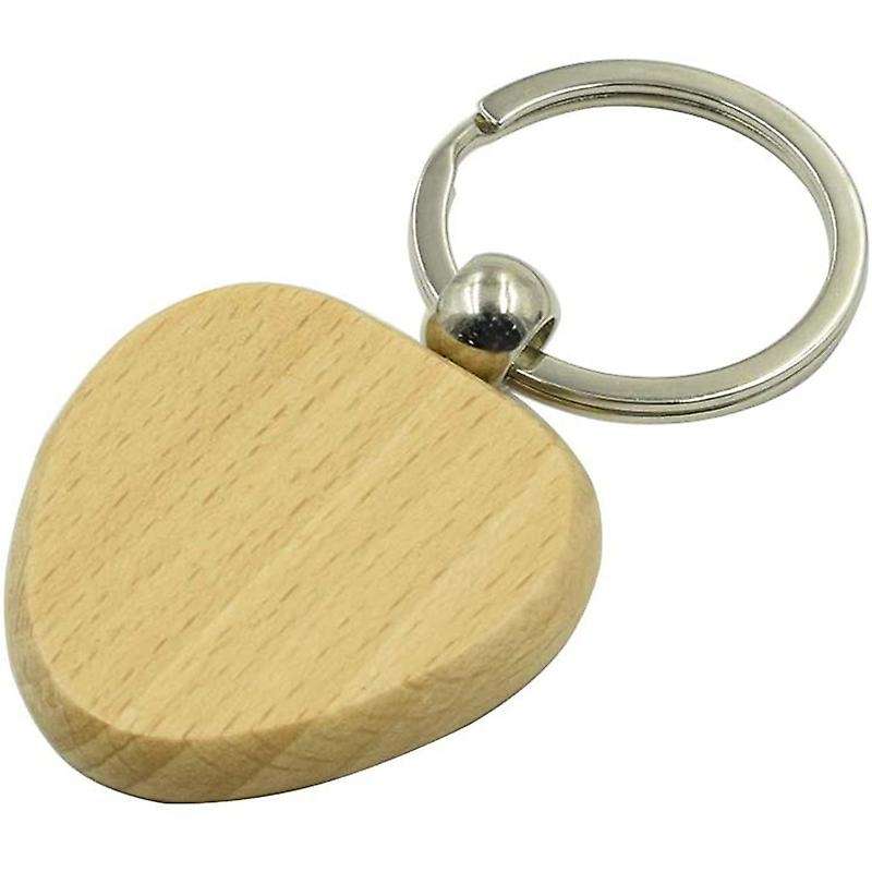 60pcs Blank Heart Wooden Key Chain Diy Promotion Keychain Keyring Pendant Tags Promotional Gifts