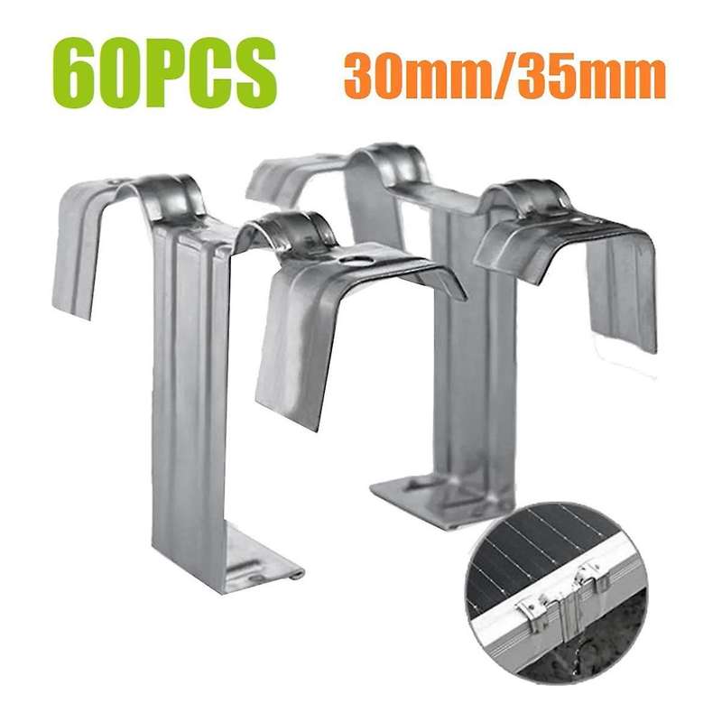 60PCS 35mm Solar Panel Photovoltaic Water Guide Clip Stainless Steel Deflector Mud Drain Button Wate
