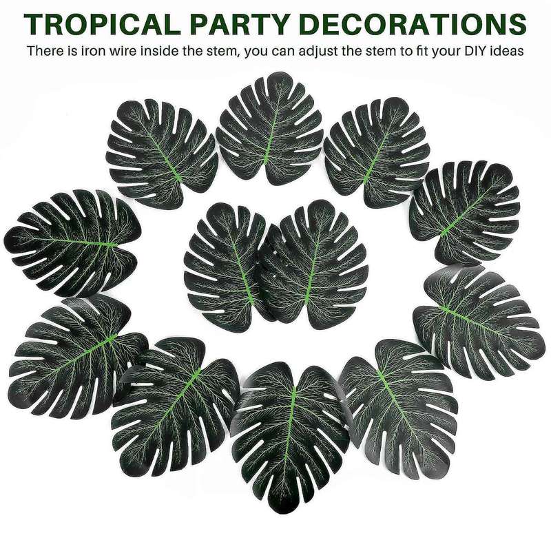 60pcs Artificial Palm Leaves Tropical Faux Monstera Leaves for Theme Party Hawaiian Luau Party Ball