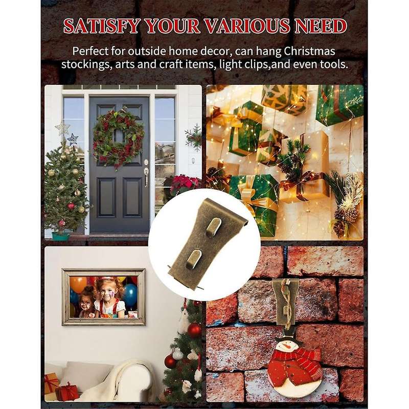 60pcs Brick Wall Clips for Hanging Outdoors Hooks Wall Siding Hooks, No Drill Fits Bricks 2 1/4 Inch
