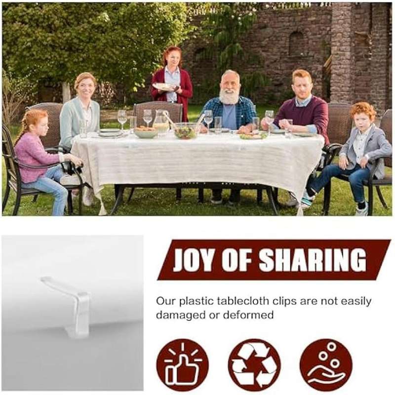 60pcs Transparent Tablecloth Clips Windproof Table Cover Holder Clamps for Outside,Picnics,Weddings,