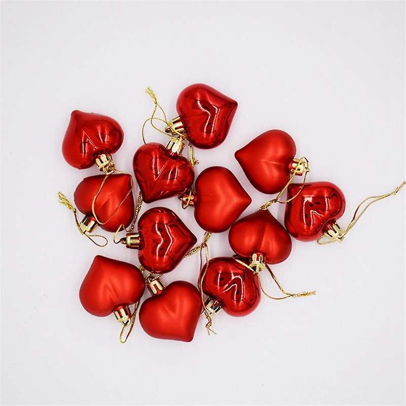 60pcs Love Christmas Tree Pendant Christmas Peach Heart Electroplated Ball Party Wedding Home Decora