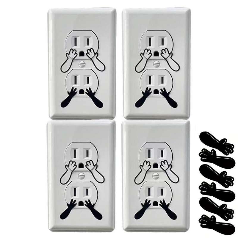 60PCS Funny Outlet Cover Decal Wall Outlet Sticker Pretend Electrical Outlet Sticker Hand Outlet Dec