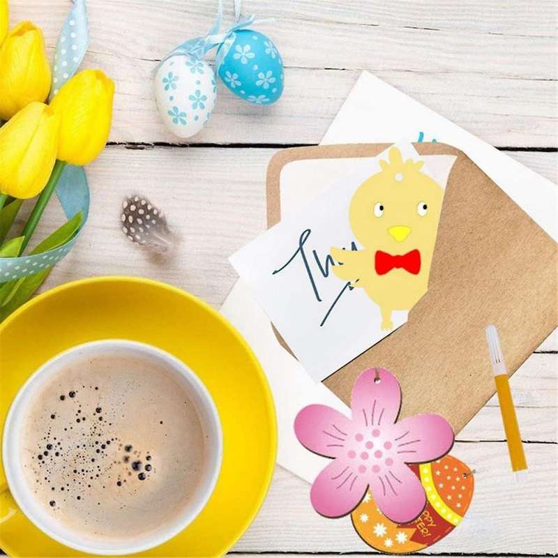 60pieces Easter Kids Crafts Wooden Ornaments Unfinished Crafts Hanging Embellishments Crafts for Kid