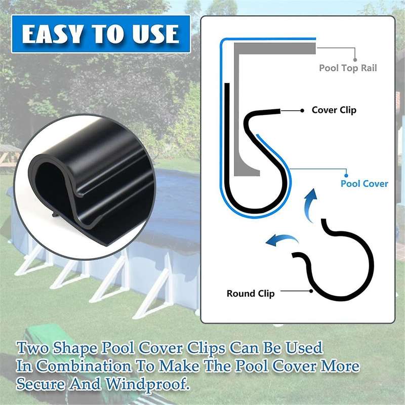 60pcs Winter Pool Cover Clips for Above Ground Pool Covers-2 Shapes Pool Cover Clips 4.7 Inch Pool W