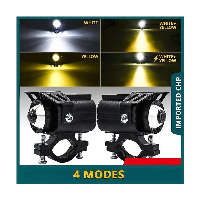 60w Motorcycle Led Driving Lights Fog Lamp Spot Lights White+yellow Headlights for Motorcycle Suv B