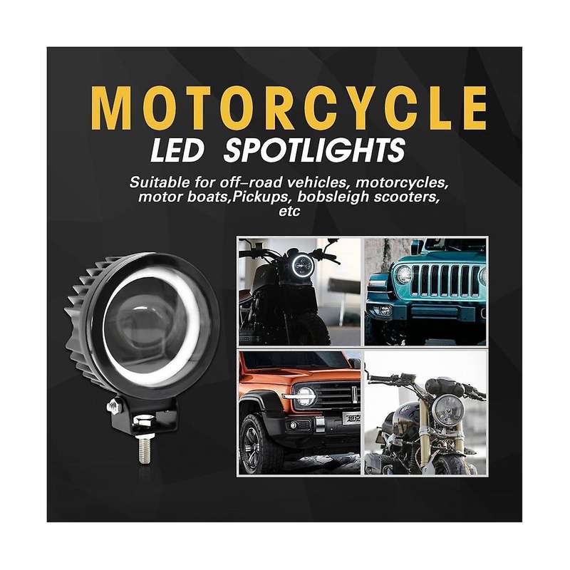 60w 6000lm Round Led Angel Eyes Light Bar 6000k/3000k White+yellow Light for Motorcycle Offroad Led