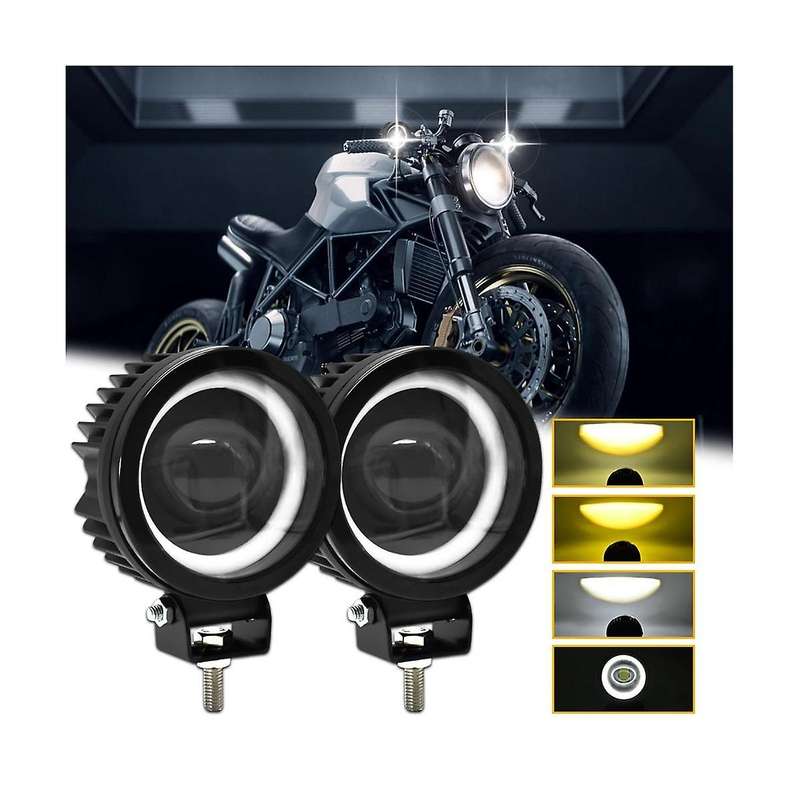 60w 6000lm Round Led Angel Eyes Light Bar 6000k/3000k White+yellow Light for Motorcycle Offroad Led