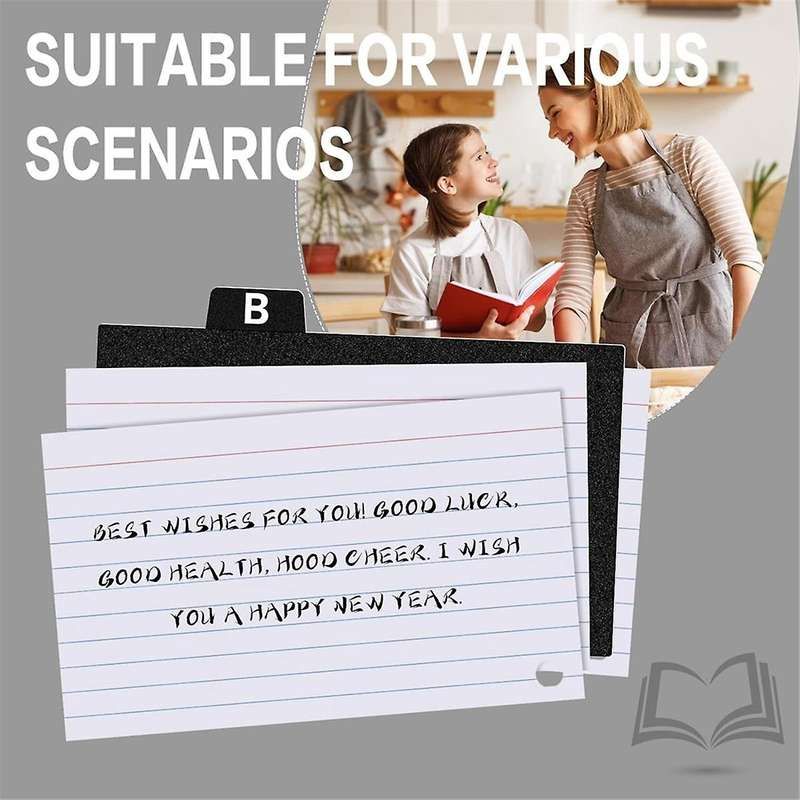 62 Pieces Black Index Card Dividers 3x5, Alphabetical Tabbed Index Card Dividers with Ring Index Car