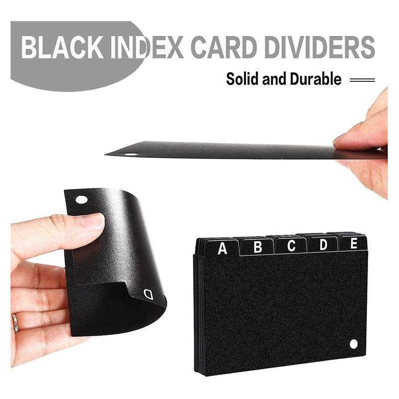 62 Pieces Black Index Card Dividers 3x5, Alphabetical Tabbed Index Card Dividers with Ring Index Car