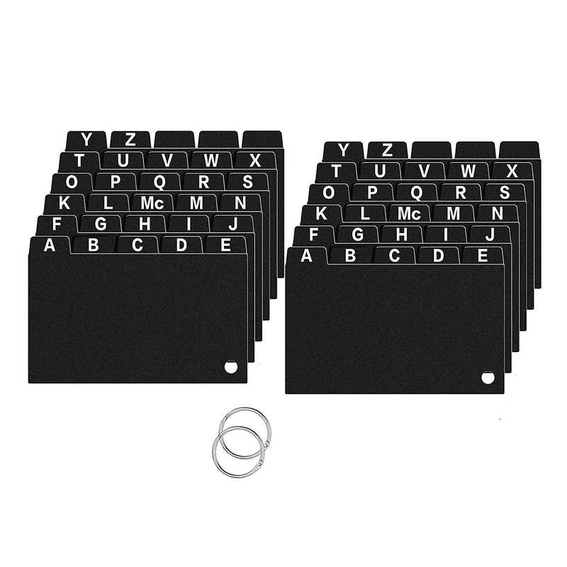 62 Pieces Black Index Card Dividers 3x5, Alphabetical Tabbed Index Card Dividers with Ring Index Car