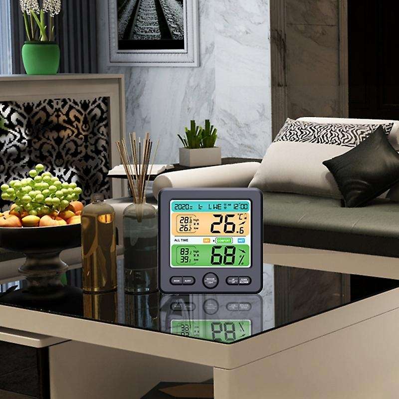 -6211 Thermometer Hygrometer Clock LED Backlight Color Screen Digital Display Clock