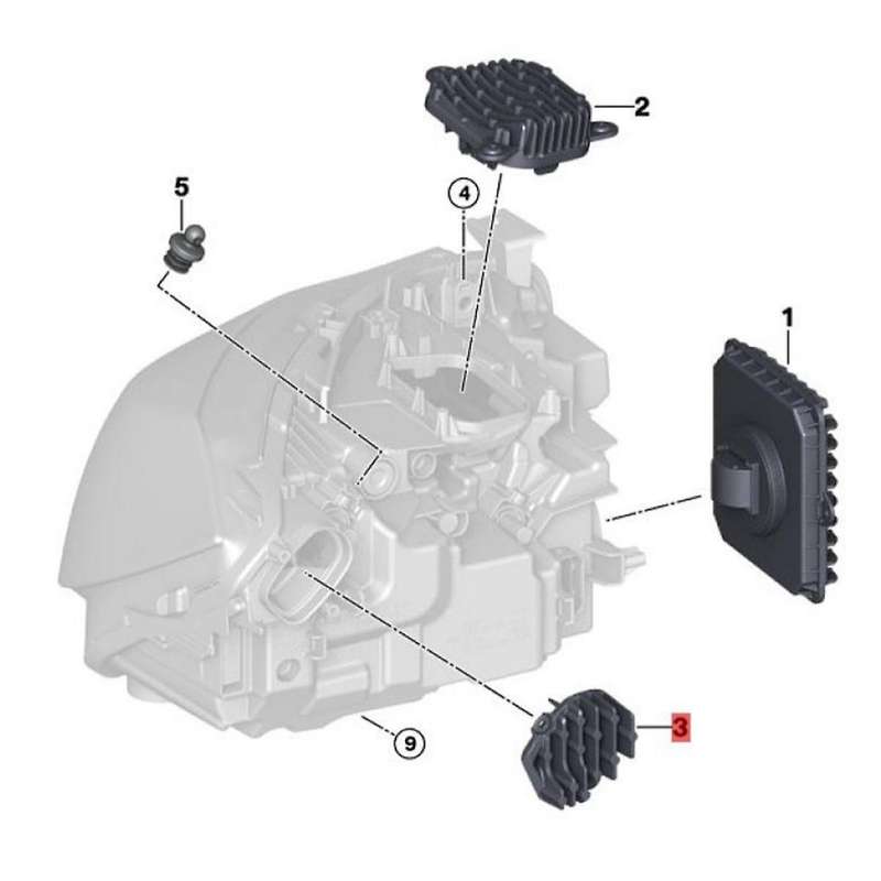63117470430 Right Front Headlight LED Module for 3 Series F34 GT 2015-2019 Turn Signal Control Unit