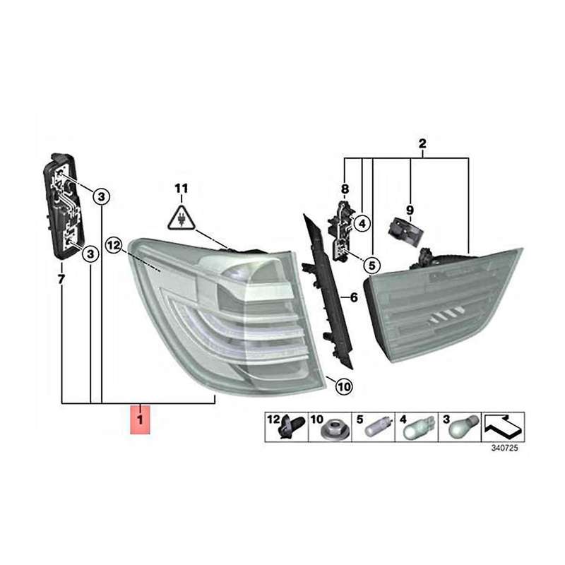 63217217312 Right Rear LED Tail Lamp Trim Bezel Shell Brake Light for X3 F25 2009-2017 Anti-Tailgati