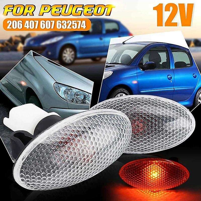 632574 2 X Turn Signal Side Marker Light Repeater Lamp Indicator Compatible 206 407 607