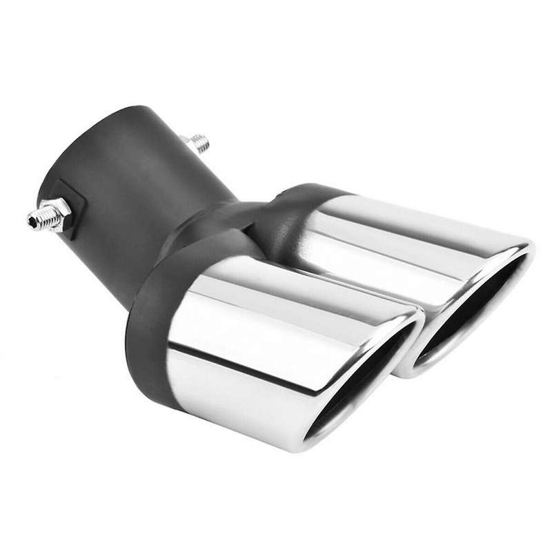 63mm Car Dual Exhaust Tail Throat Muffler Tip Pipe Grilled Black Stainless Steel