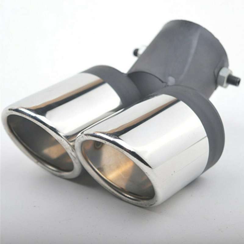 63mm Car Dual Exhaust Tail Throat Muffler Tip Pipe Grilled Black Stainless Steel