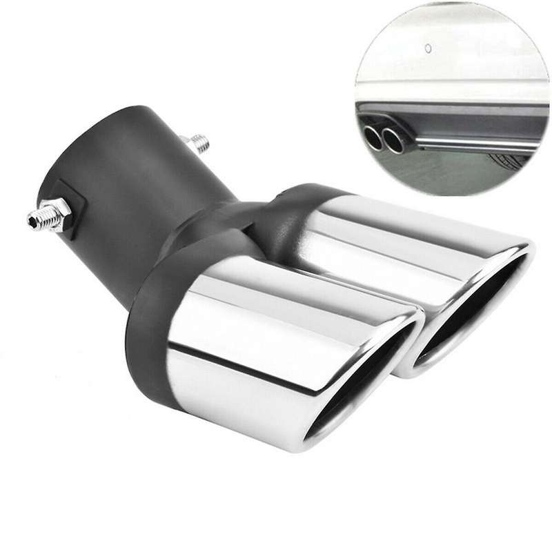 63mm Car Dual Exhaust Tail Throat Muffler Tip Pipe Grilled Black Stainless Steel