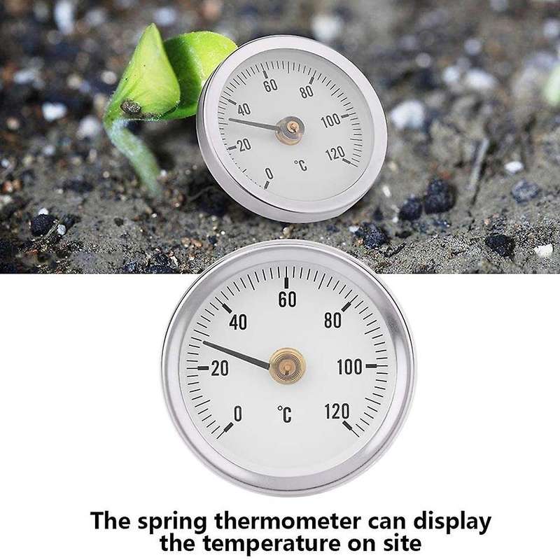 63mm Waterproof Dustproof IP55 0-120 Bimetal Temperature Spring Thermometer Pipe Surface Clamp-on Th