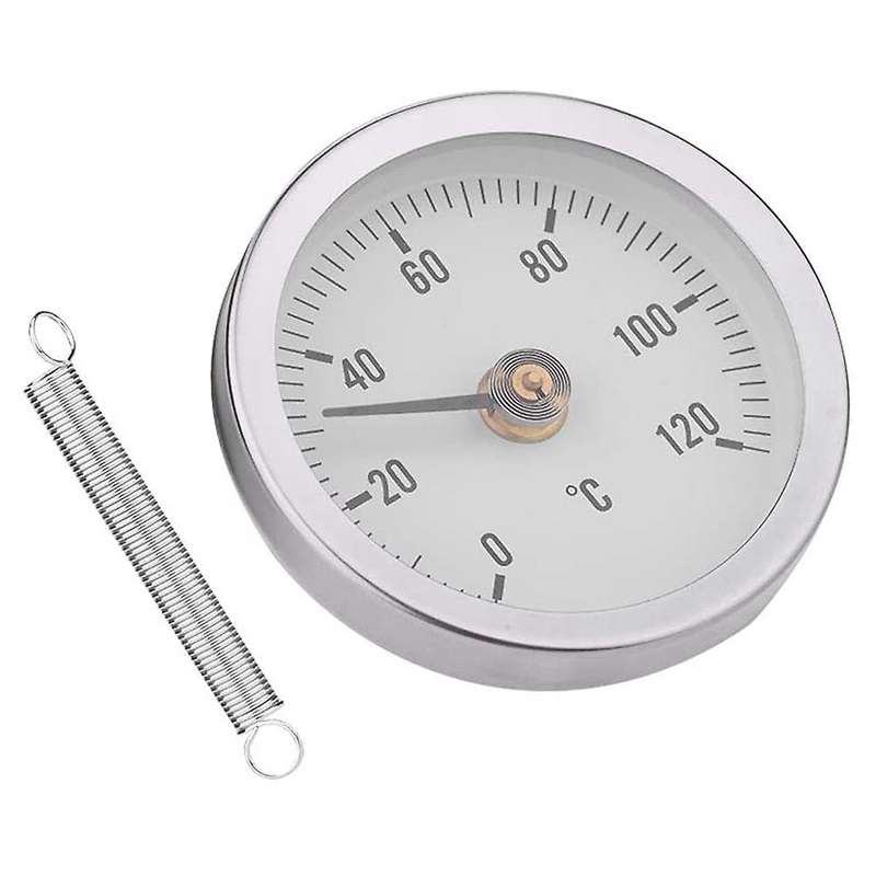 63mm Waterproof Dustproof IP55 0-120 Bimetal Temperature Spring Thermometer Pipe Surface Clamp-on Th