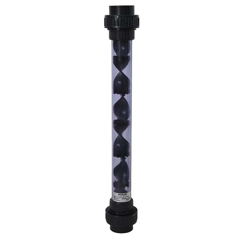 63mm Union Connector UPVC Helical Static Mixers Industry Anti Corrosion Plastic Dosing Liquid Mixin