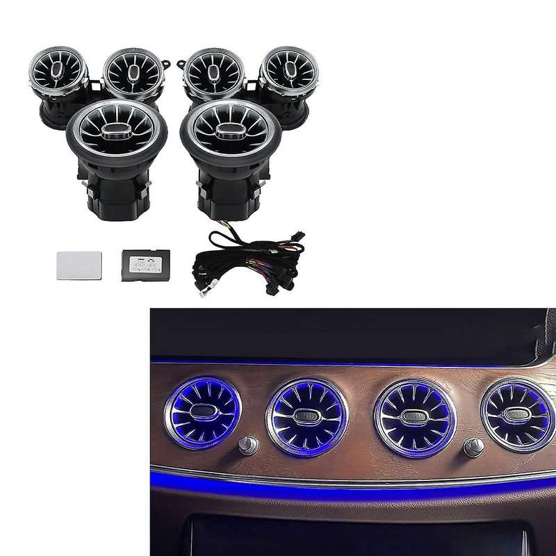 64 Color Car Front Turbine Air Outlet Ambient Light A/C Vent Outlet Atmosphere Lamp for E Class W213