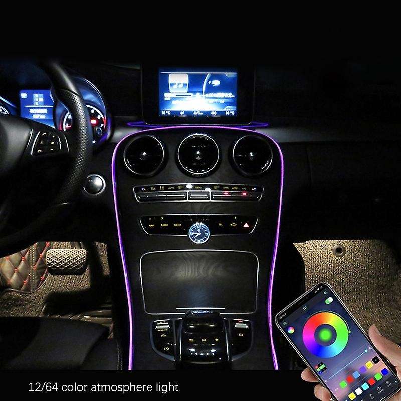 64-Color Car Dashboard Atmosphere Light APP Control for - C-Class W205 GLC 2014-2020