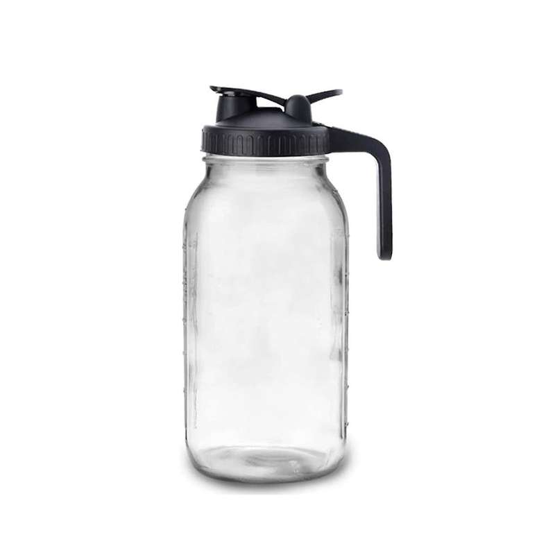 64Oz Glass Pitcher with Lid Wide Mouth Jar Leak-Proof Water Jug, , Juice, Milk, Tea, Iced Coffee, a