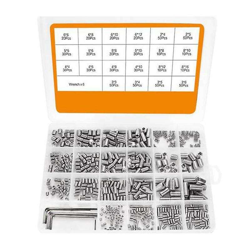 666Pcs Set Screw Hex Hexagon Socket Head Stainless Steel Headless Set Screw Assortment M2 M3 M5 M6 M