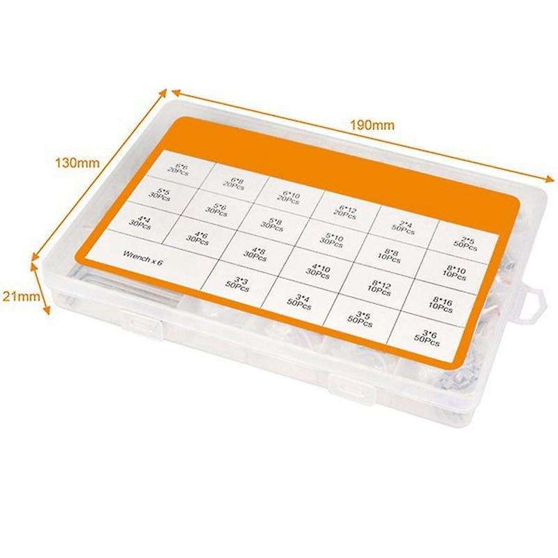 666Pcs Set Screw Hex Hexagon Socket Head Stainless Steel Headless Set Screw Assortment M2 M3 M5 M6 M