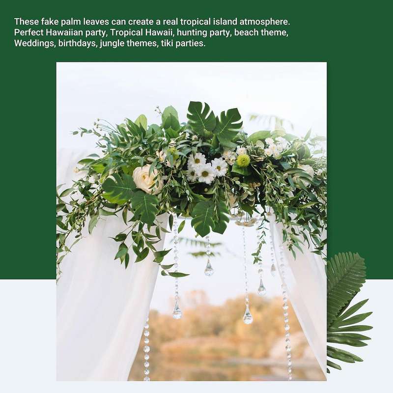 68 Pieces 8 Kinds Monstera Leaves , Artificial Palm Leaves with Stem