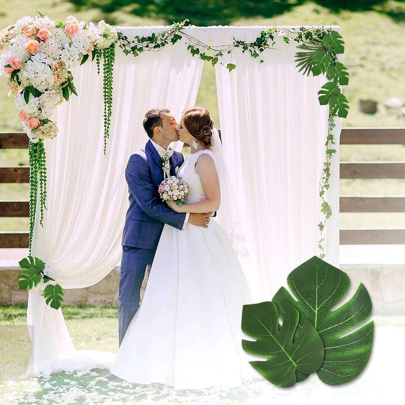 68 Pieces 8 Kinds Monstera Leaves , Artificial Palm Leaves with Stem