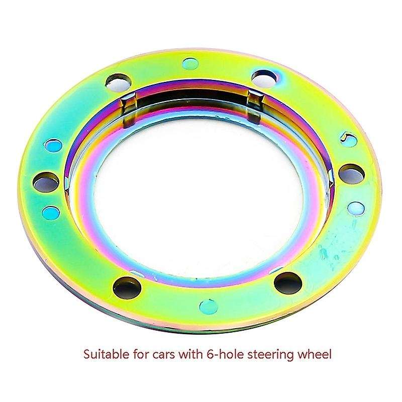 6-Hole Car Modified Horn Ring Colorful Aluminum Alloy Steering Wheel Cover Steering Wheel Horn Butto