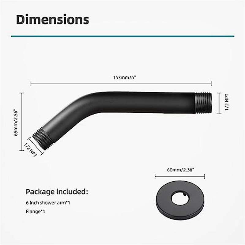 6-Inch Wall Mount Shower Arm Extension for Fixed Shower Head