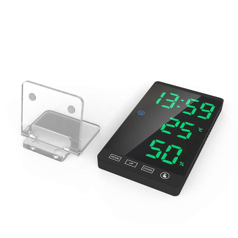 6Inch Mirror LED Alarm Clock Touch Button Digital Clock LED Time Temperature Humidity Display USB Ou