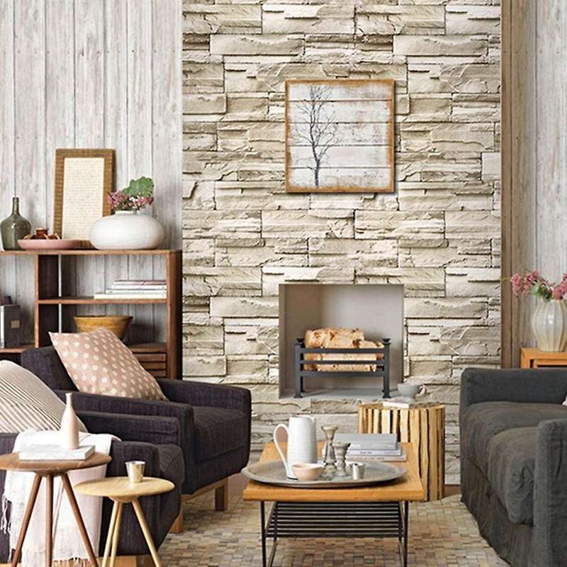 6M Vinyl 3D Brick Rock Sticker Paper Self Adhesive Wallpaper Furniture Wall Stickers